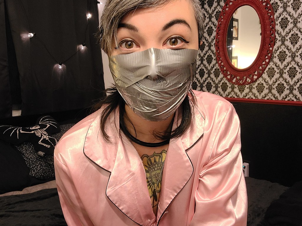 Duct tape breathplay fun Tape gag over the nose girl Flickr