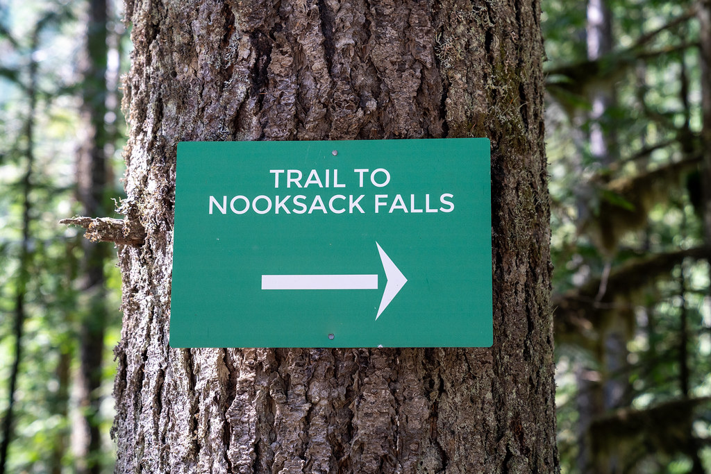 Sign for Nooksack Falls waterfall trail in the Mt. BakerS… Flickr