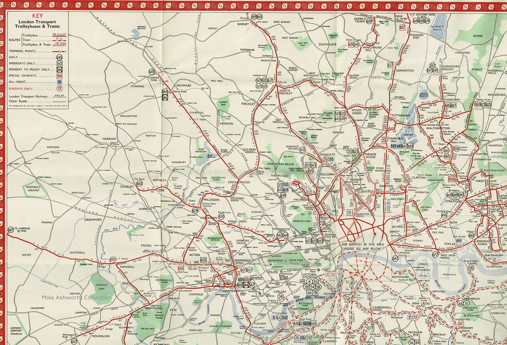 Map Of London 1950 London Transport Trolleybus & Tram route map 1950 N W Lo&hellip; Flickr