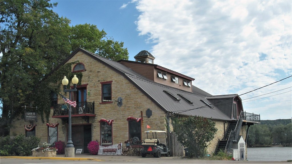 Picket Fence Cafe, stone building in Guttenberg, Iowa Flickr