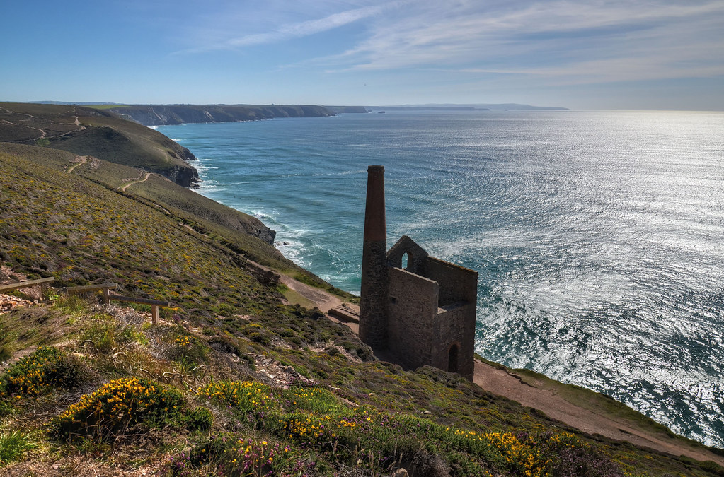 Old tin mine engine house near Chapel Porth, Cornwall a photo on