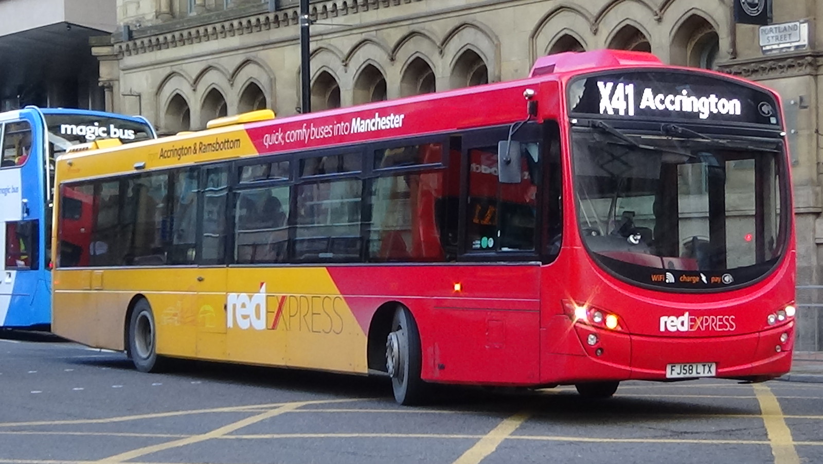 X41 'redExpress' Manchester, Chorlton Street to Accrington Bus