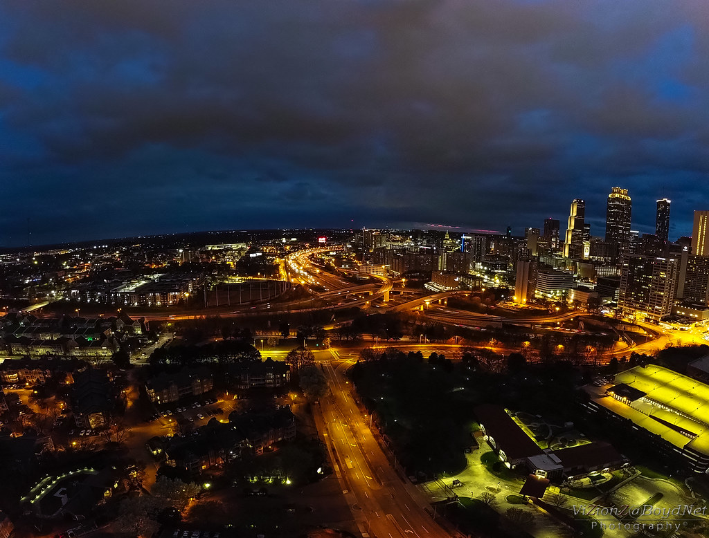 DJI Mini 2 Downtown Atlanta Night wide pano of downtown At… Flickr