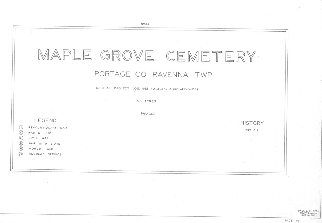 WPA CEMETERY PLAT MAPS PORTAGE COUNTY RAVENNA TOWNSHIP MAPLE
