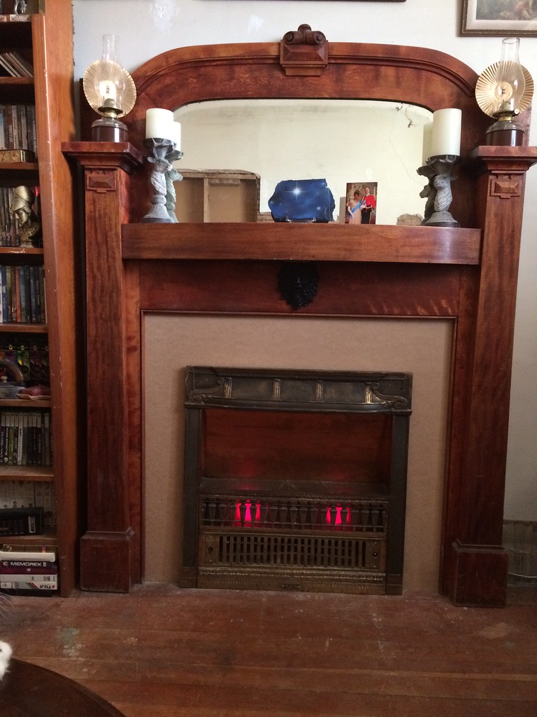 Living room new mantle Antique fireplace/heater insert (19… Flickr