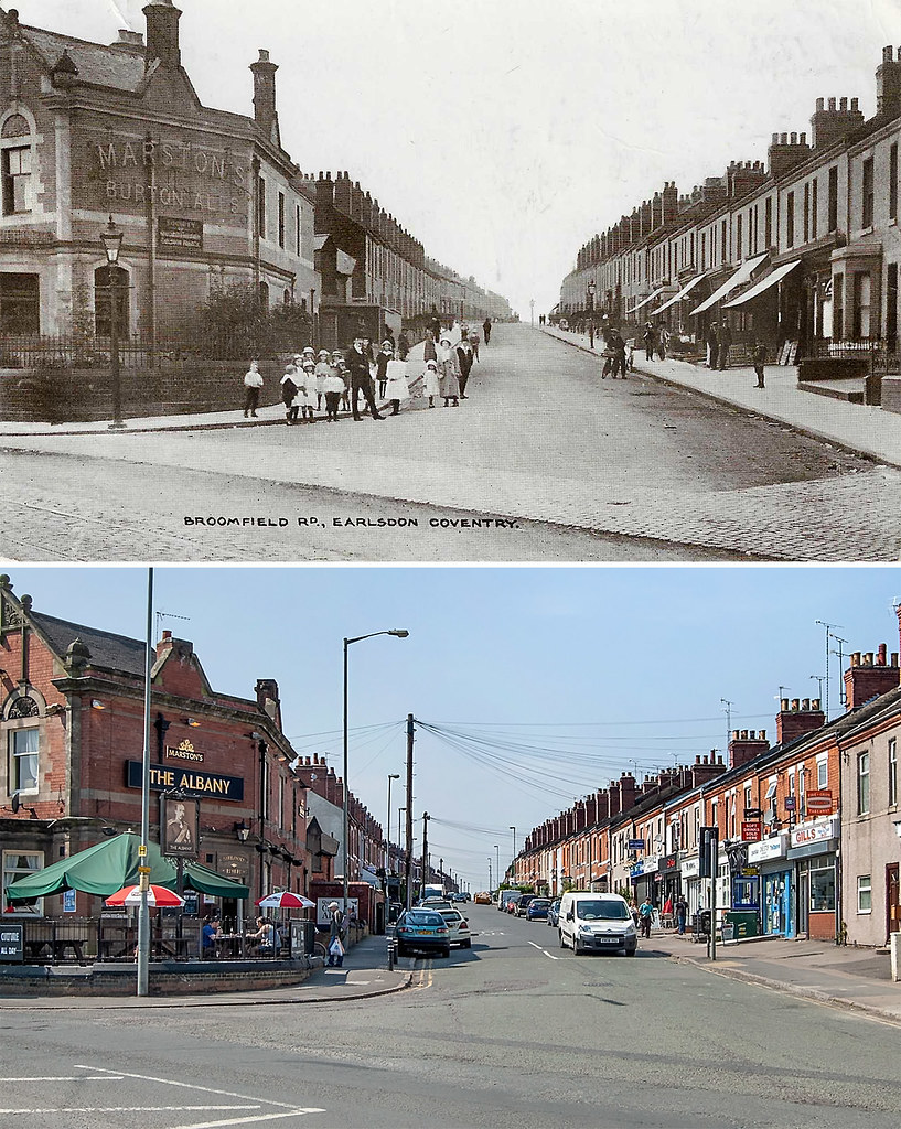 Broomfield Road, Coventry Top c.1916 Bottom 22 Apr 2011 Flickr
