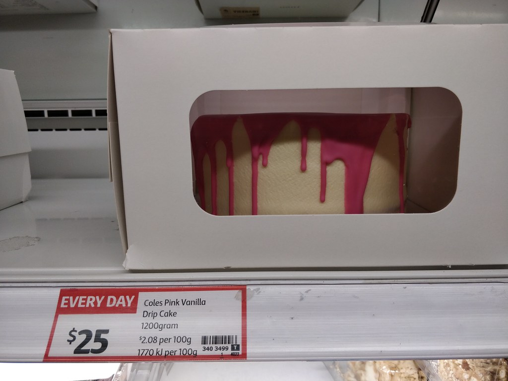 Coles Pink Vanilla Drip Cake AUD25 Coles Supermarket, Nort… Flickr
