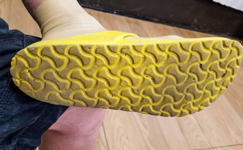 Trying out my rubber/plastic Birkenstocks with my latex to… Flickr