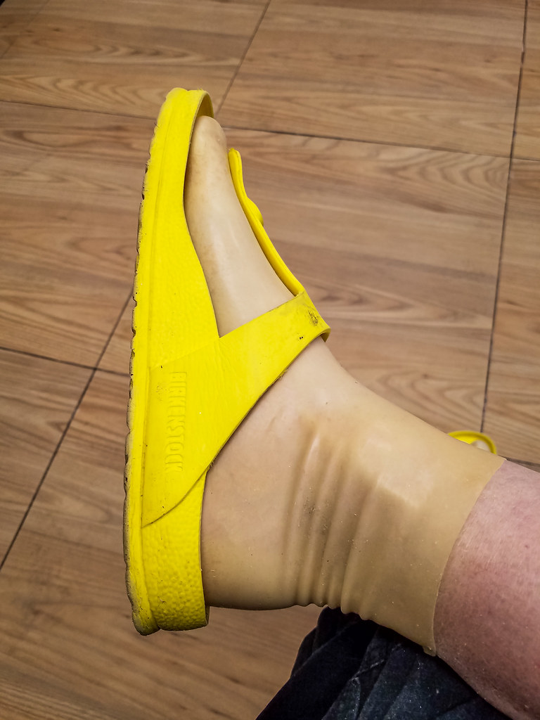 Trying out my rubber/plastic Birkenstocks with my latex to… Flickr