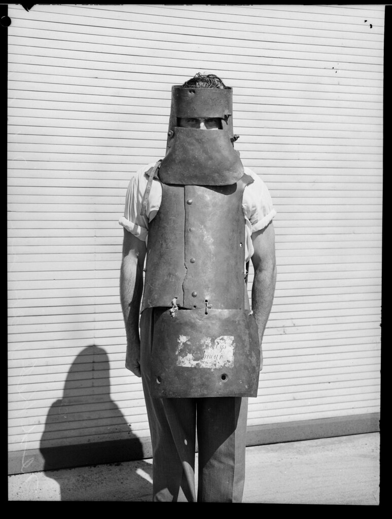 Armour used by the Kelly Gang, worn by a police officer, 1941 a photo