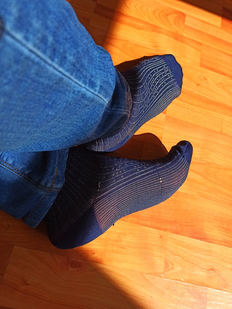 Indigo blue vintage patterned NYLON socks men's D*Vintage