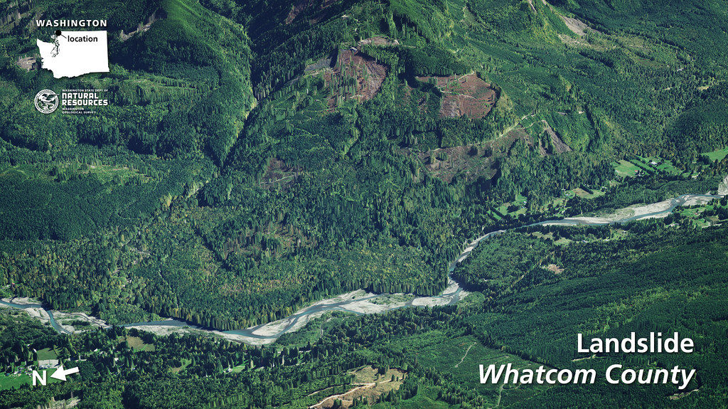 N. Fork Nooksack River landslide 04 color photo with text Flickr