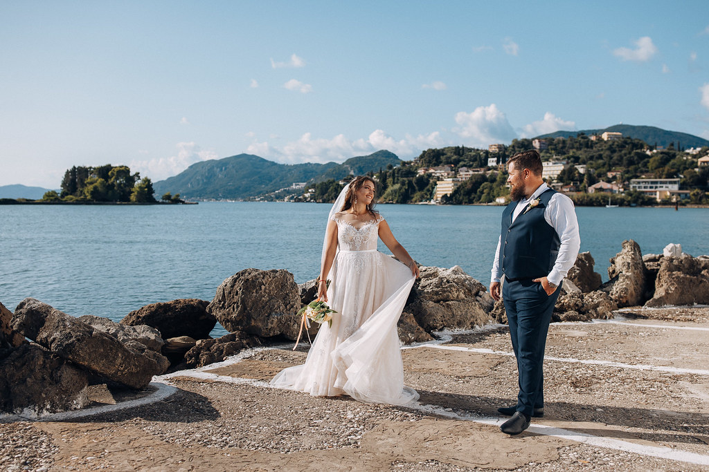 Wedding ceremony by the Vlacherna Monastery Corfu 2021 Katsinis