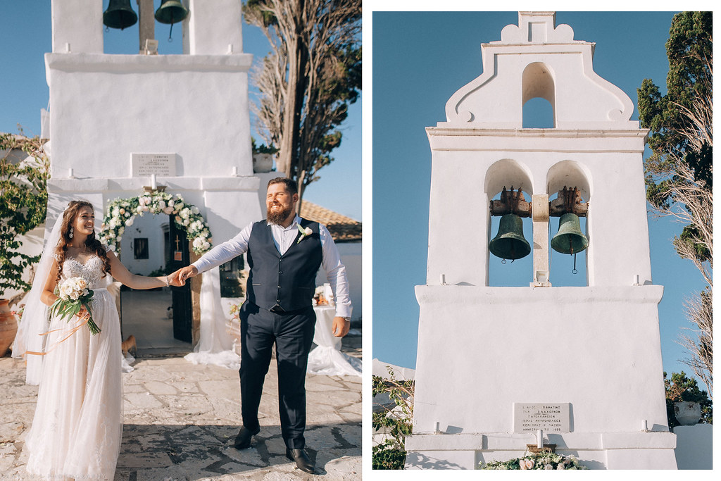 Wedding ceremony by the Vlacherna Monastery Corfu 2021 Katsinis
