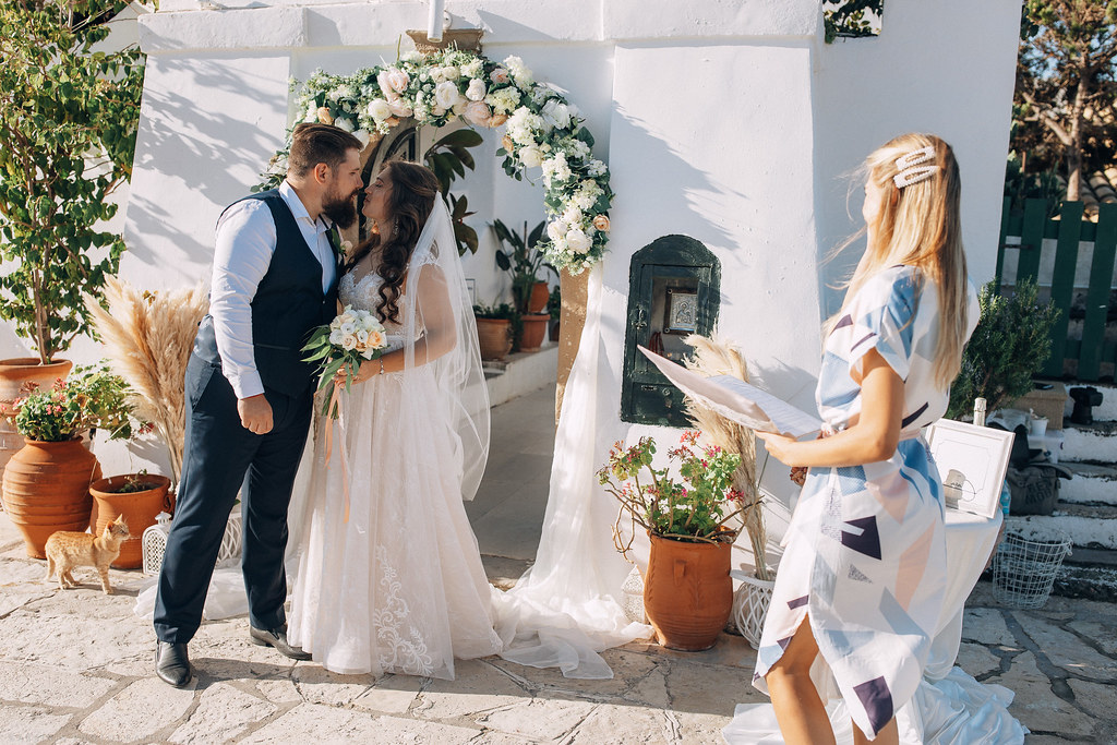 Wedding ceremony by the Vlacherna Monastery Corfu 2021 Katsinis
