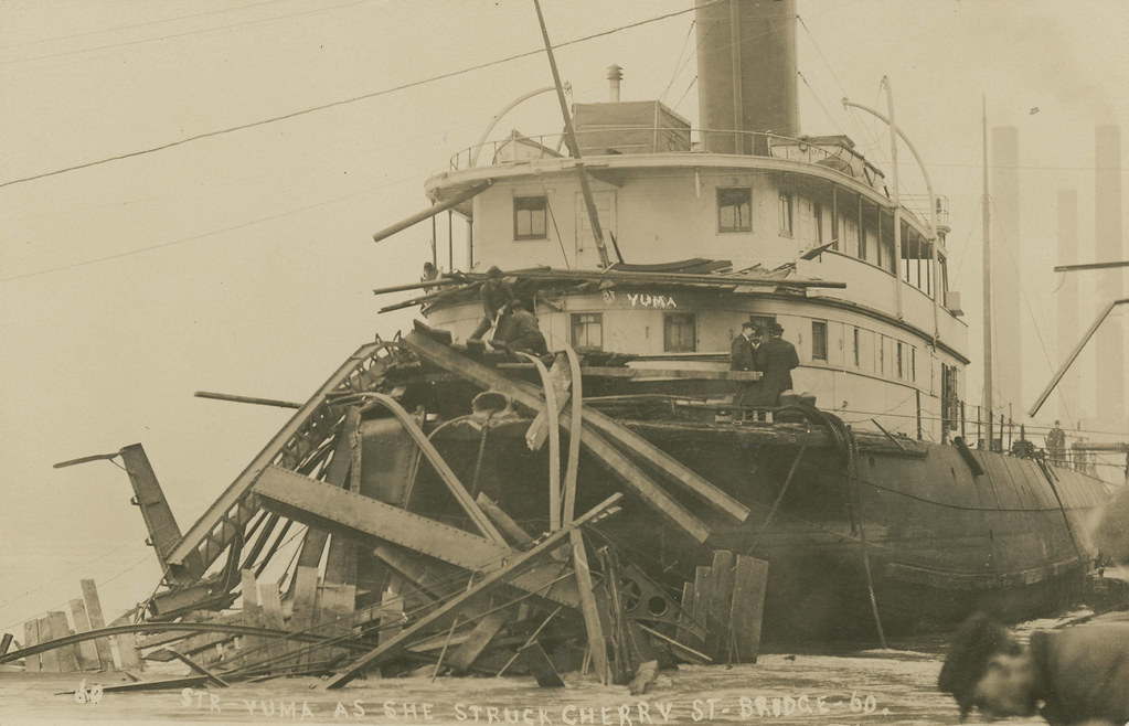 Steamer Yuma after she struck the Cherry Street Bridge in … Flickr