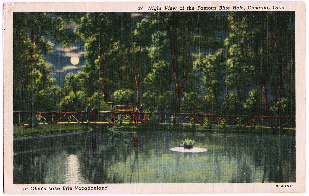 Night View of the Famous Blue Hole, Castalia, Ohio (Date U… Flickr