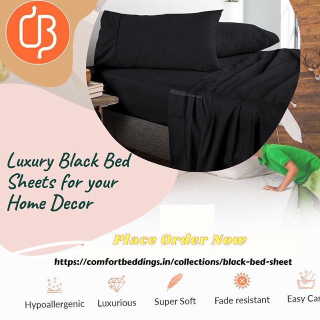 Cotton Black bed sheets providing relaxation in the bedroo… Flickr