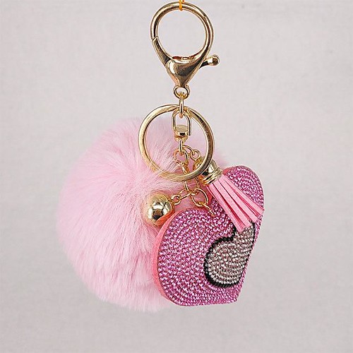 Pompom Keychain Rhinestone Heart Women's Bags Keychain Dec… Flickr