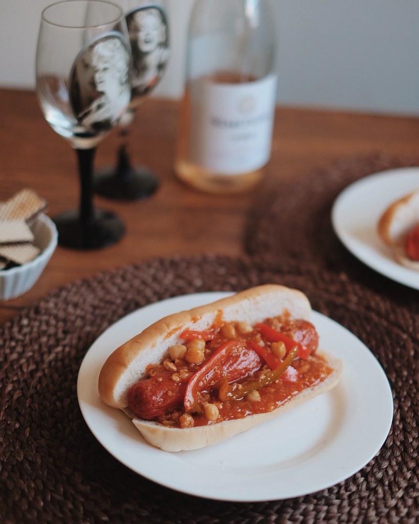 Frank & Beans (Garbanzo) Sandwich for National Hotdog Day ruthdelacruz