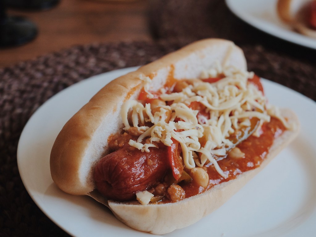 Frank & Beans (Garbanzo) Sandwich for National Hotdog Day ruthdelacruz