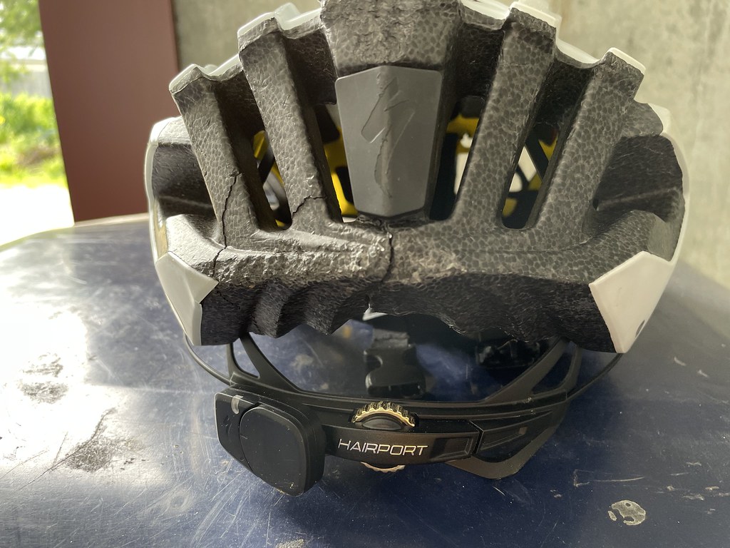 Damaged bicycle helmet I was hit by a car coming out of a … Flickr