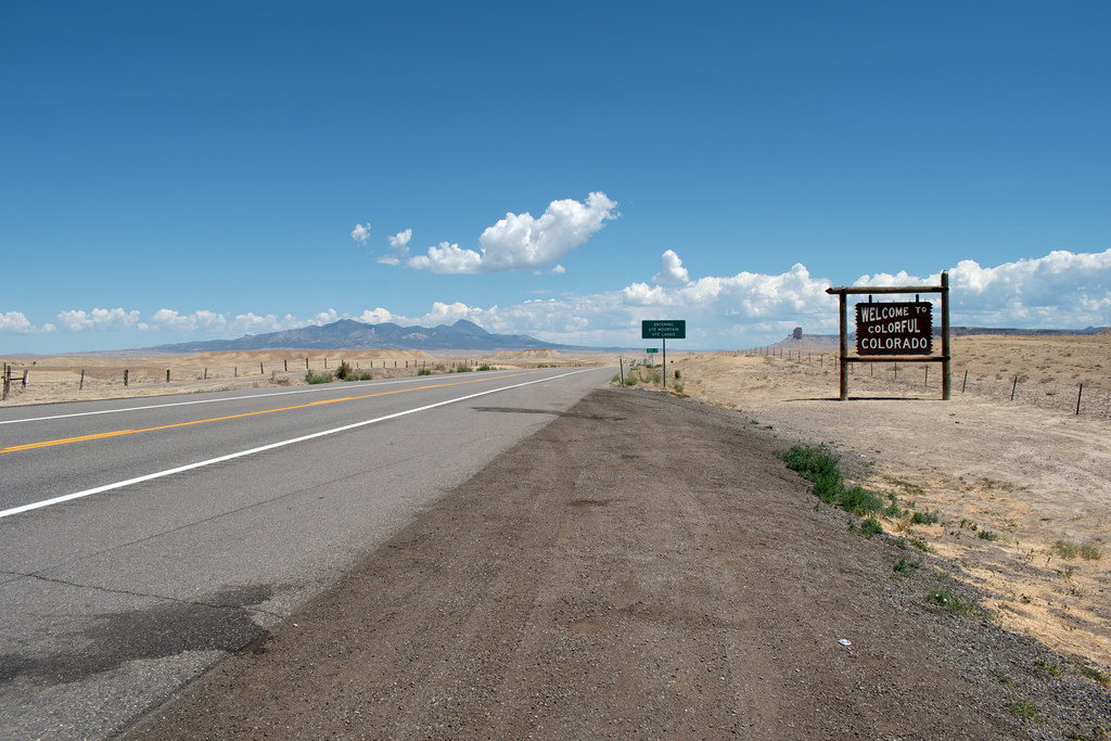 Looking Ahead View of Sleeping Ute Mountain towards Cortez