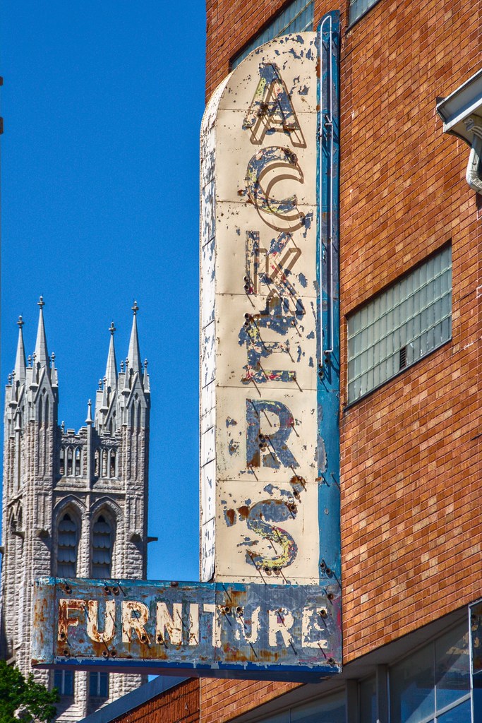 Guelph Ontario Canada Downtown Old New Sign Acker's Furniture