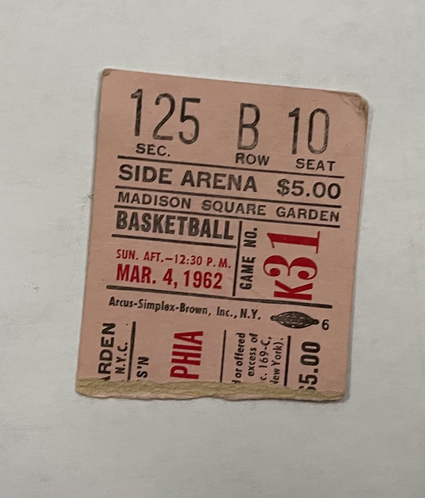 Knick Warriors ticket stub 1962 New York Knicks vs. Philad… Flickr