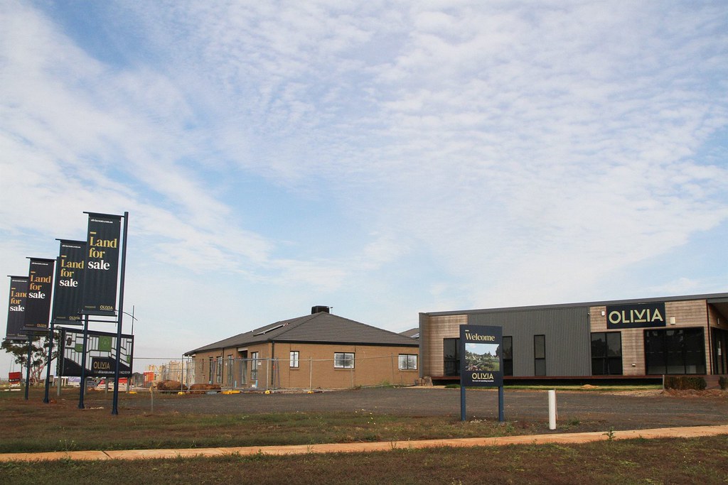 Land sales centre at the entrance to the Olivia Estate in Truganina a