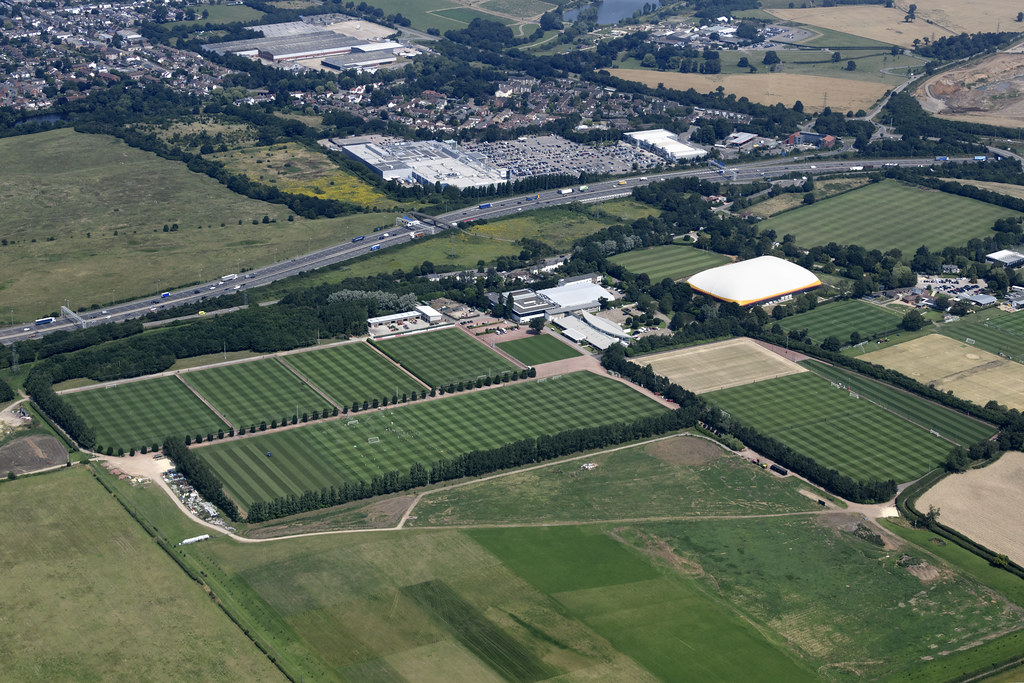 Aerial view Arsenal FC Training Ground at London Colney in Herts. a