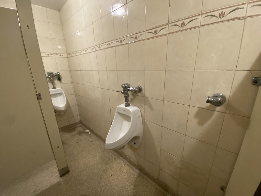 Awkward urinal set up with two Kohler Dexter urinals Flickr