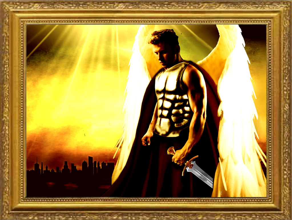 guardian angel 3 in frame realistic angel art Michael Van Vlymen