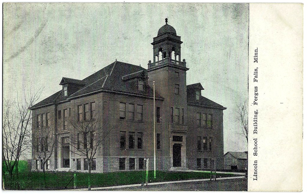 Lincoln School Building. Fergus Falls, Minn. Postcard. Flickr