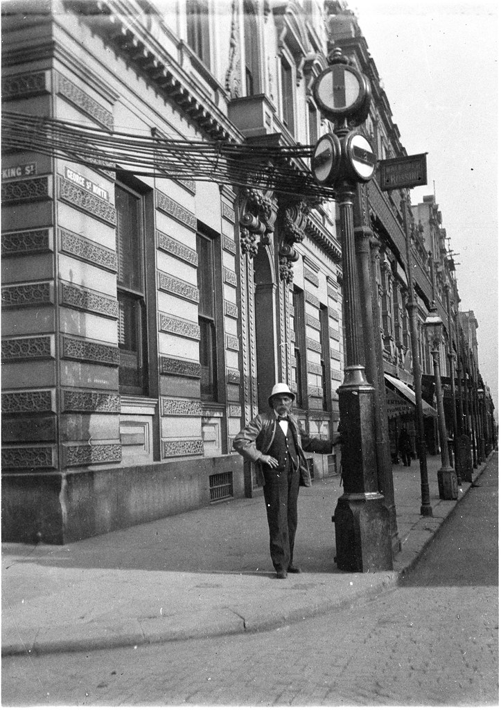 Mick Phelan, operating the signals, King and Streets, Sydney, c
