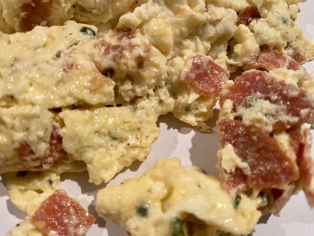 Everything is FOOD! Scrambled Eggs with Pepperoni! Flickr