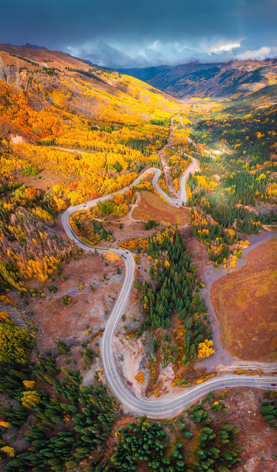 Aerial Drone Panorama! Million Dollar Highway US 550 Silverton to Ouray