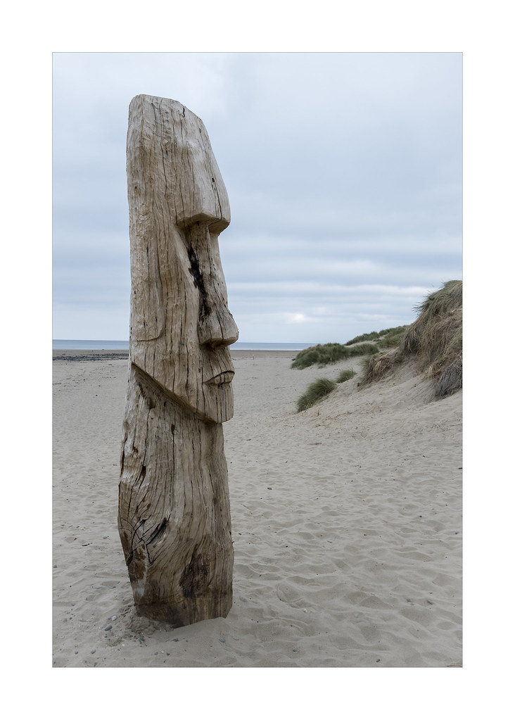 BIG HEAD Easter island style at Barmouth. Coochie Murratt Flickr
