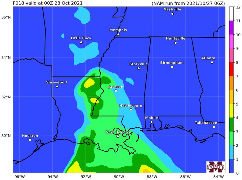 Storms to move through area today Southern MS/AL/LA Weather Forecast