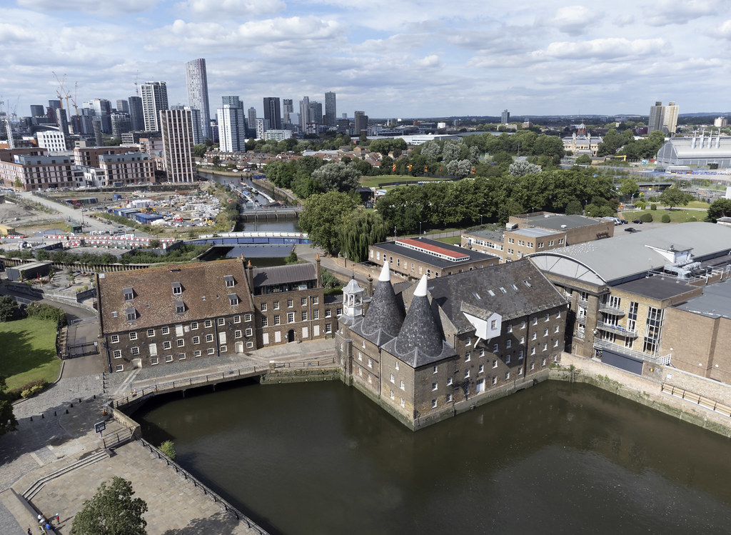 Three Mills aerial image The House Mill & East London Science School
