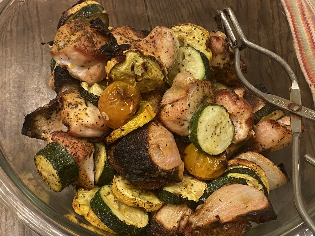 Log Courage Butternut Squash with Shish Kabobs Cook with Wes