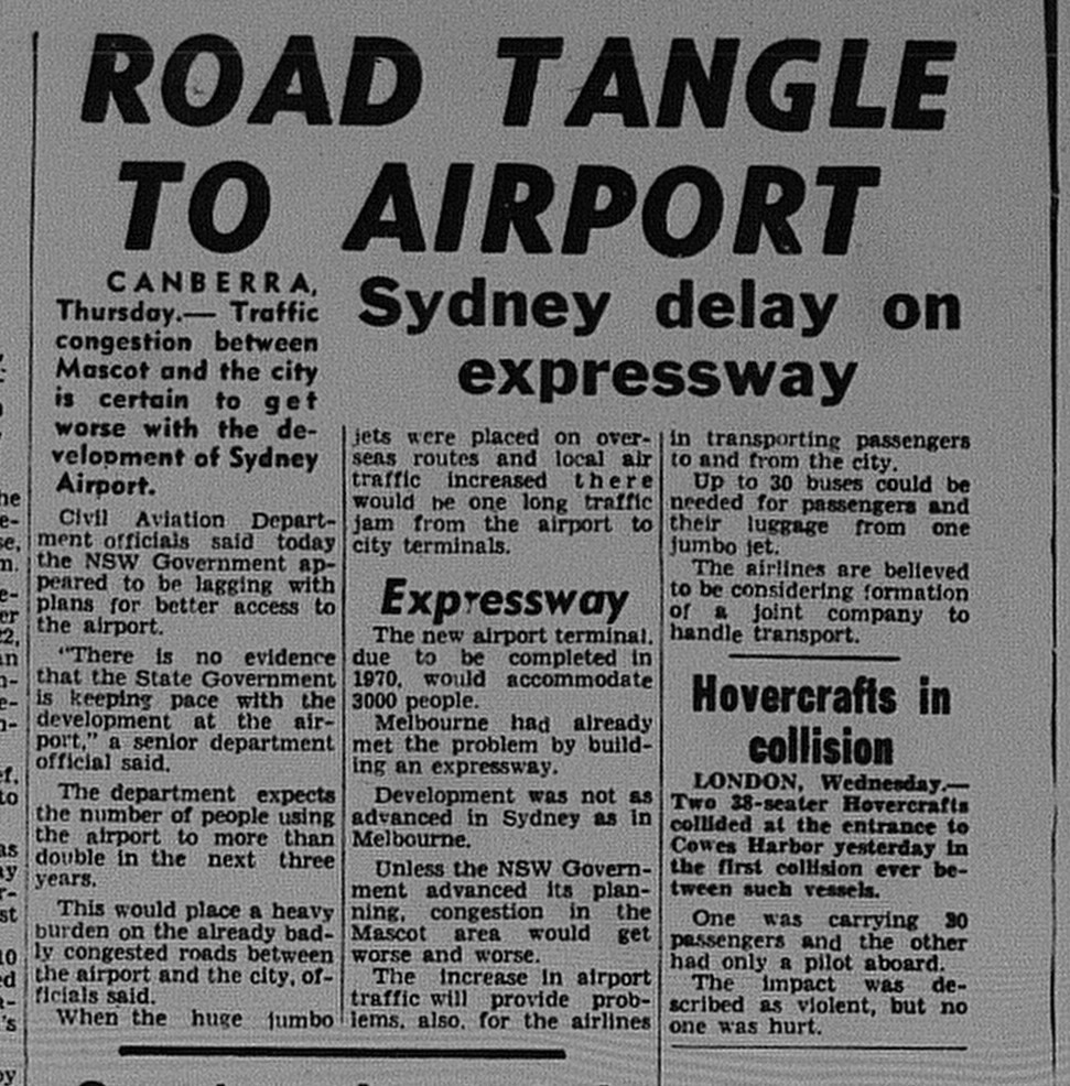 Sydney Airport Road Access June 27 1968 daily mirror 22 Flickr