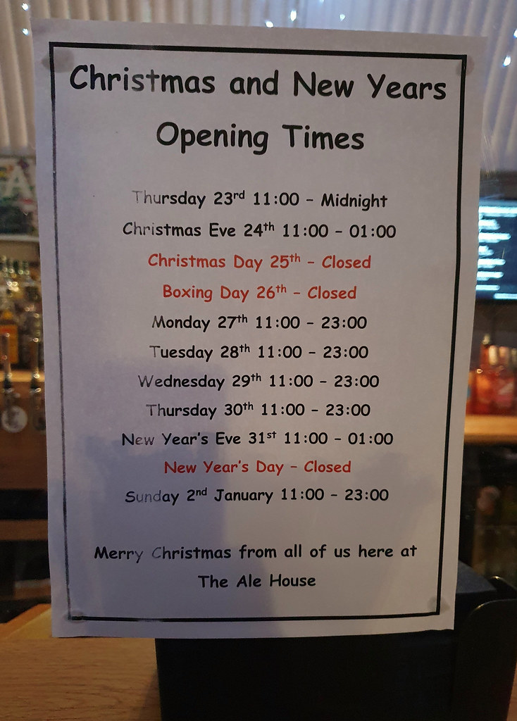 The Ale House Christmas and New Years Opening Times Flickr