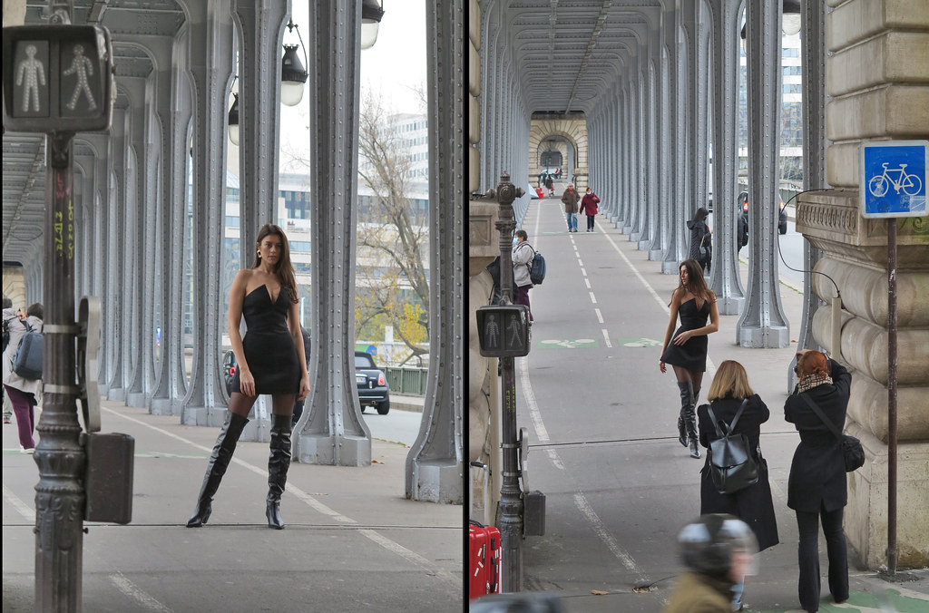 Statuesque model in very short black dress and OTK boots p… Flickr