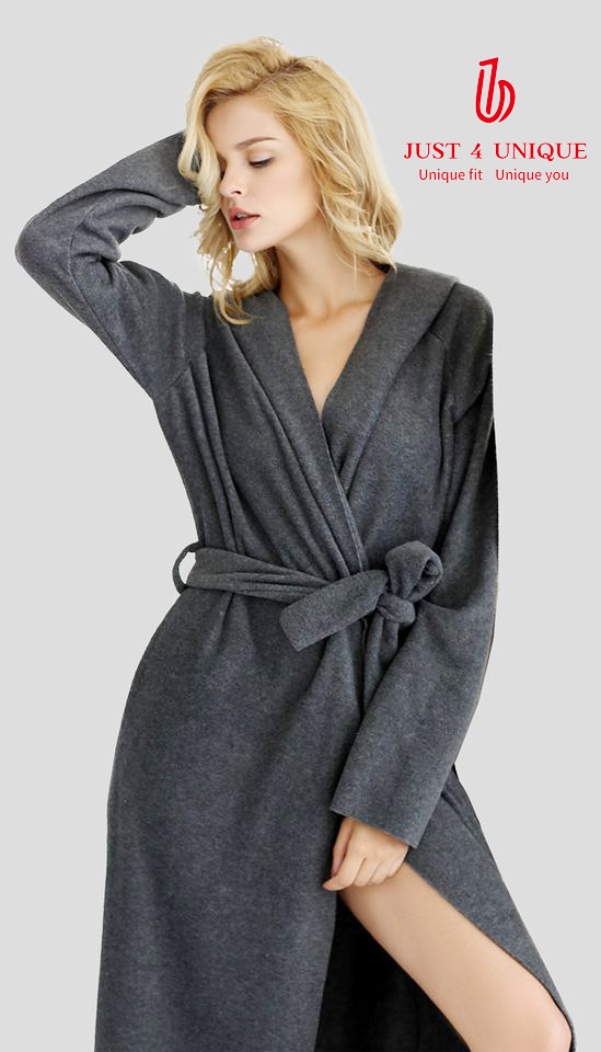 Super long women's cotton robesdark grey www.just4unique.… Sophia