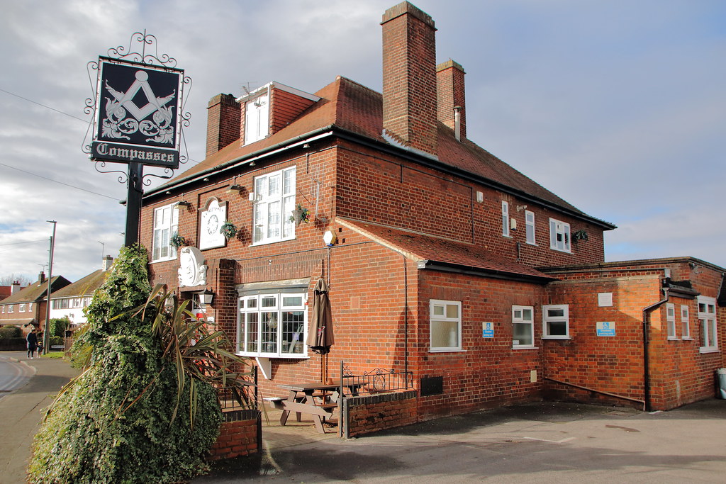 Compasses, Pooley Green, now has a sign. Peter Anthony Gorman Flickr
