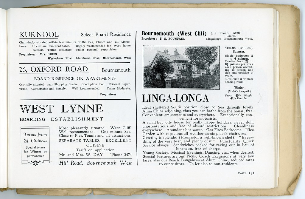 1929 Bournemouth Guide page 141 Kurnool Hotel, 5 Westerham… Flickr