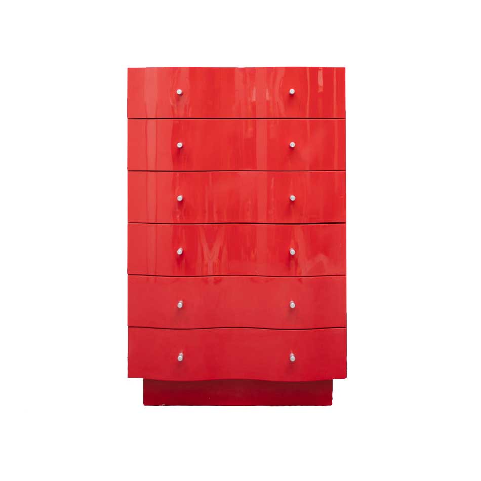 Vajer Small Red Dresser Red veneered chest of drawers from… Flickr