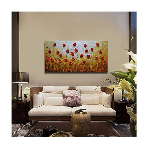 Large Abstract Red Flower Wall Art Hand Painted Textured O… Flickr
