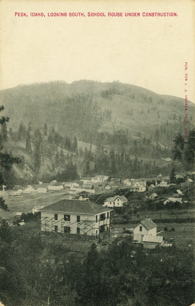 Town View and School, 1914 Peck, Idaho a photo on Flickriver